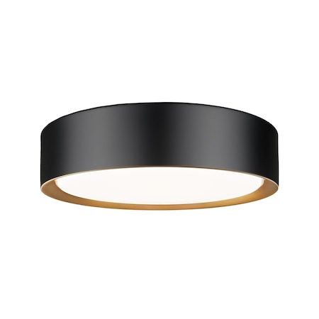 Z-Lite Kawan 1 Light Flush Mount, 12in. W x 5.25in. L, Matte Black and Modern Gold 1014F12-MB-MGLD-LED